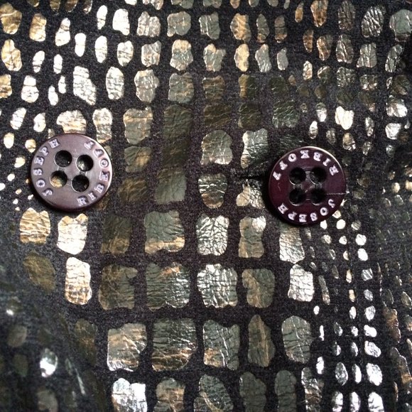 Joseph Ribkoff Jacket Sz 8 Black Reptile Snake Skin Pattern Belted Long Sleeve - Picture 8 of 9